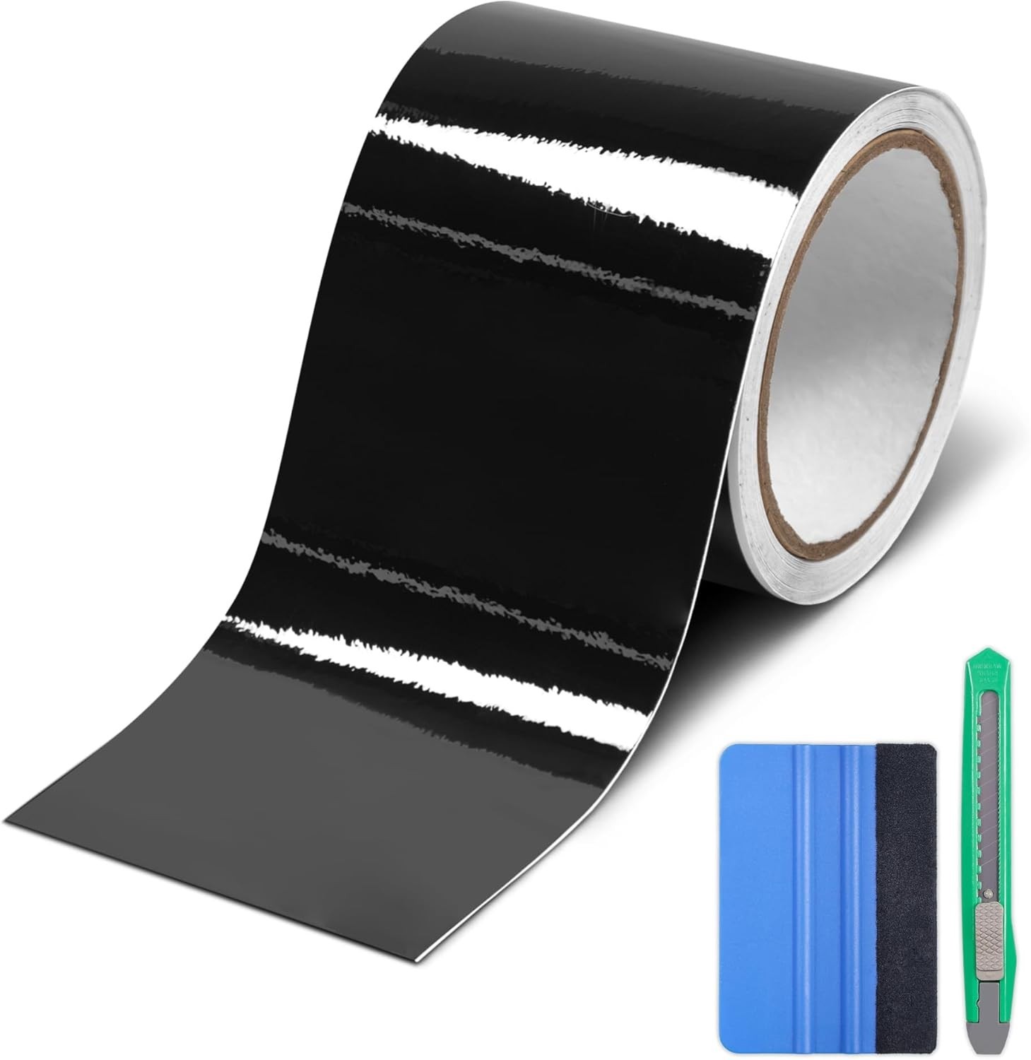 Gloss Black Vinyl Wrap for Chrome Delete 4in x 30′ Car Window Trim Blackout Tape