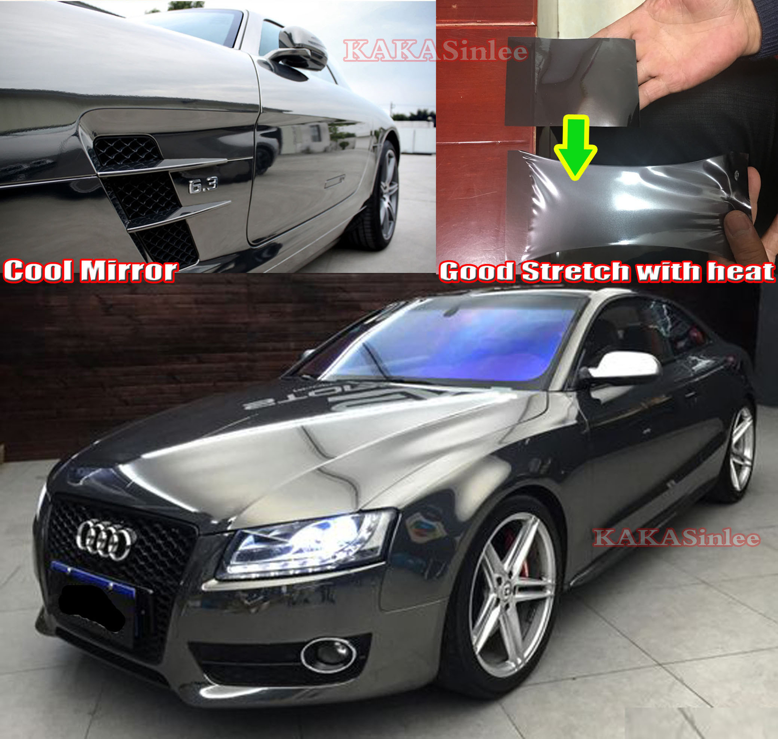 Flexible Smooth Bright Entire Car Wrap Mirror Chrome Vinyl Sticker Film Decal US