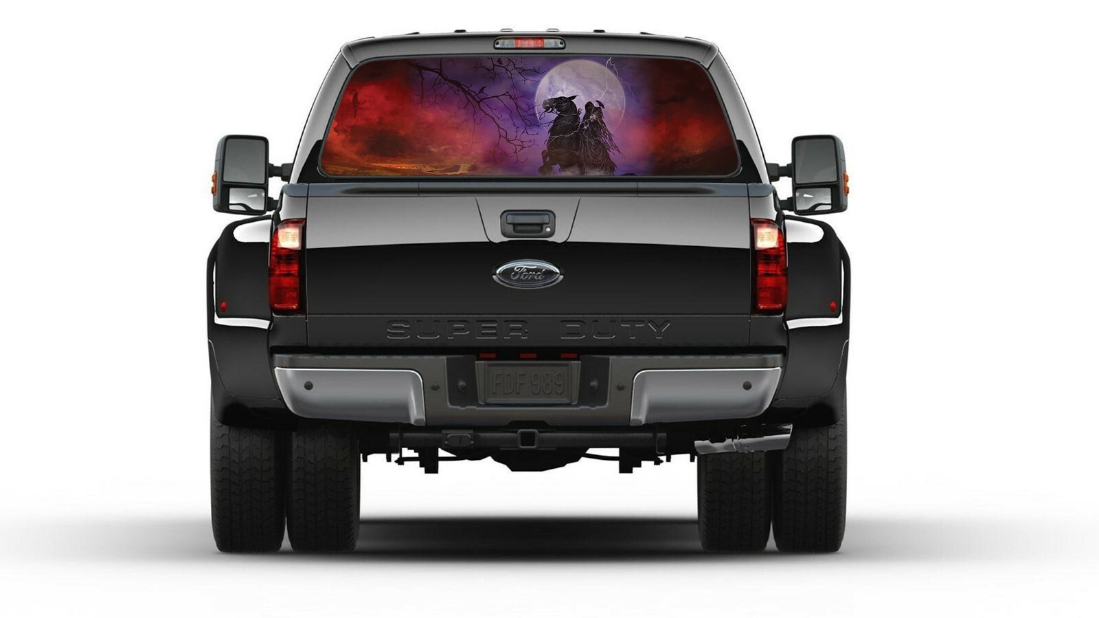 Grim Reaper Dark Horse Moon Rear Window Perforated Graphic Decal Vinyl Truck