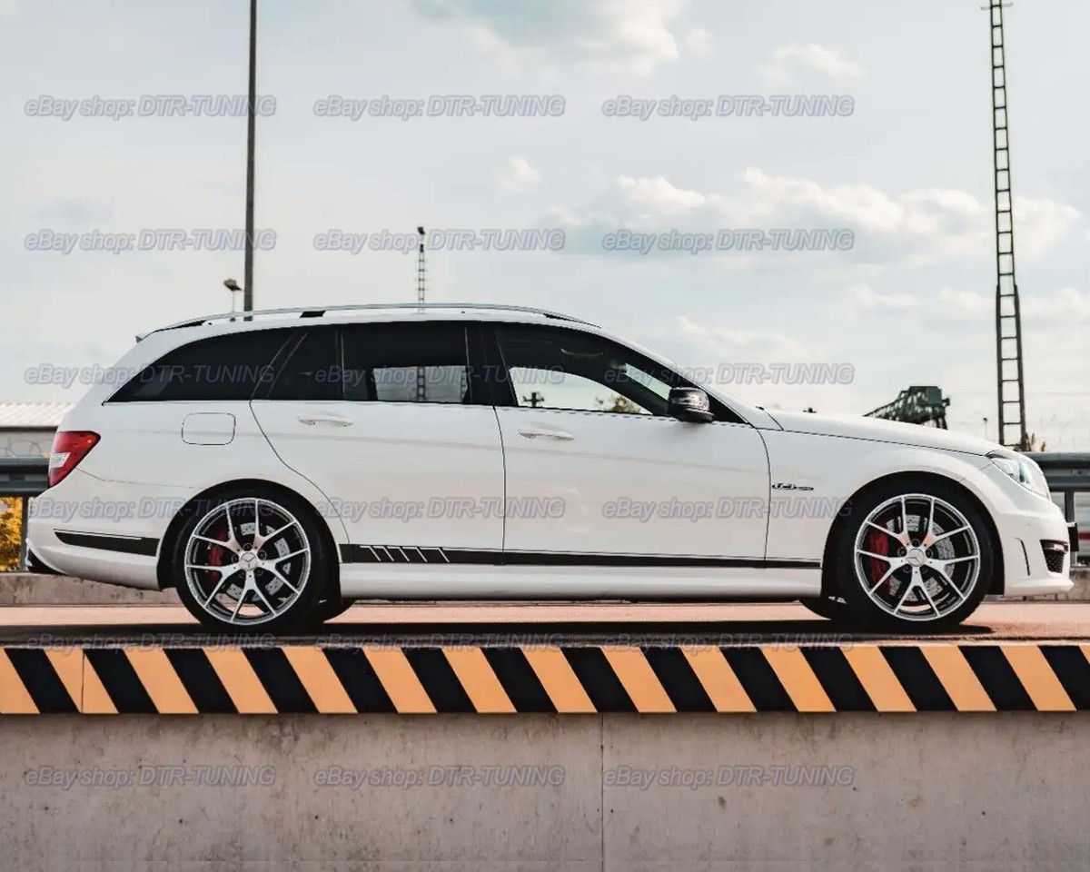 Matte Black Tuning Side Stripes For Mercedes C-Class C63 AMG W204 CLS CLA C117
