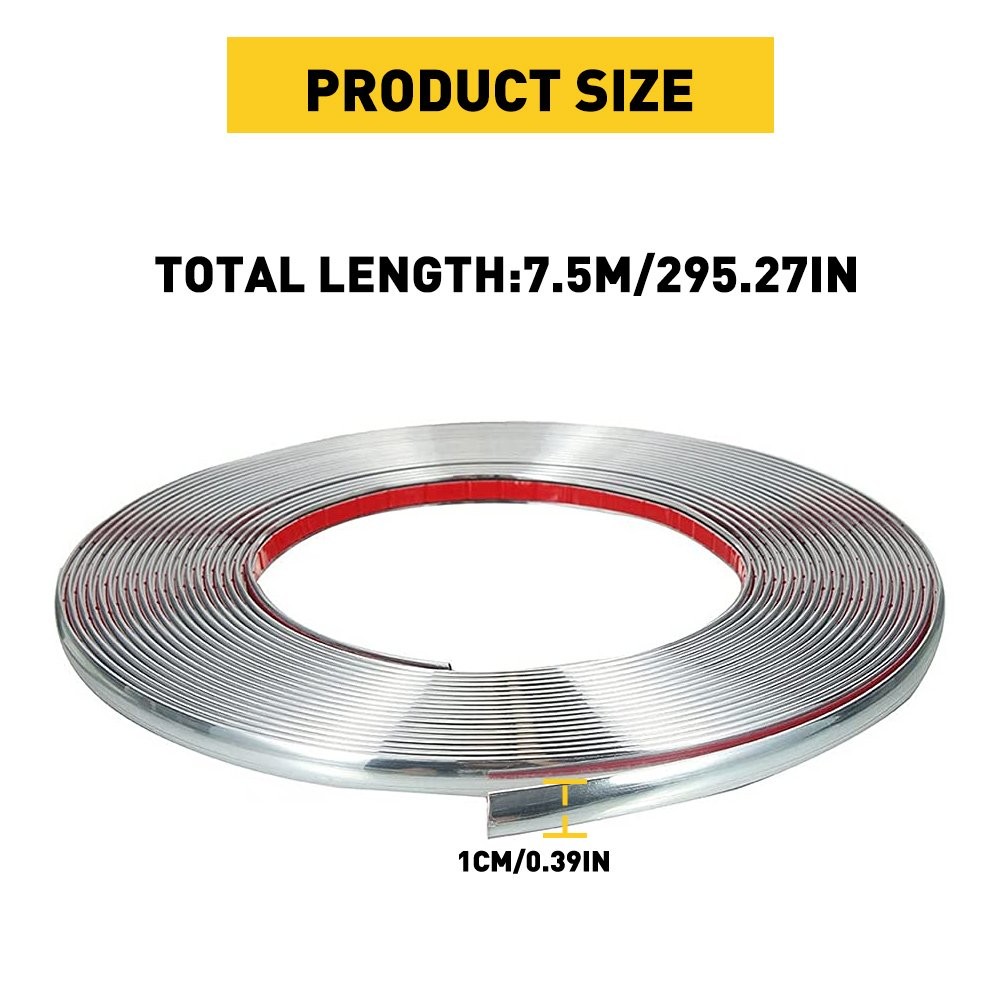 Chrome 25ft Trim Molding Strip Car Door Window Bumper Side Trime Protector 2SET