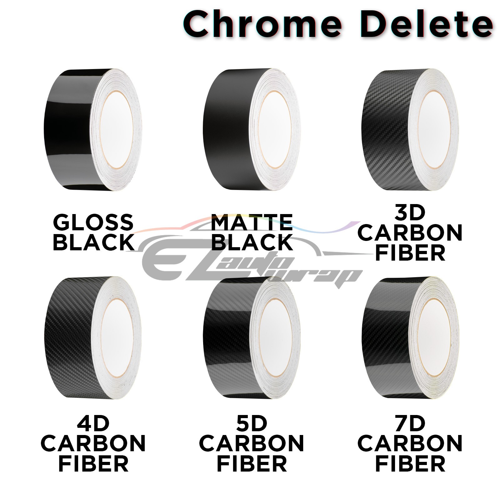 Gloss / Matte / Carbon Fiber Style Black Vinyl Wrap Roll Chrome Delete1 Car Trim
