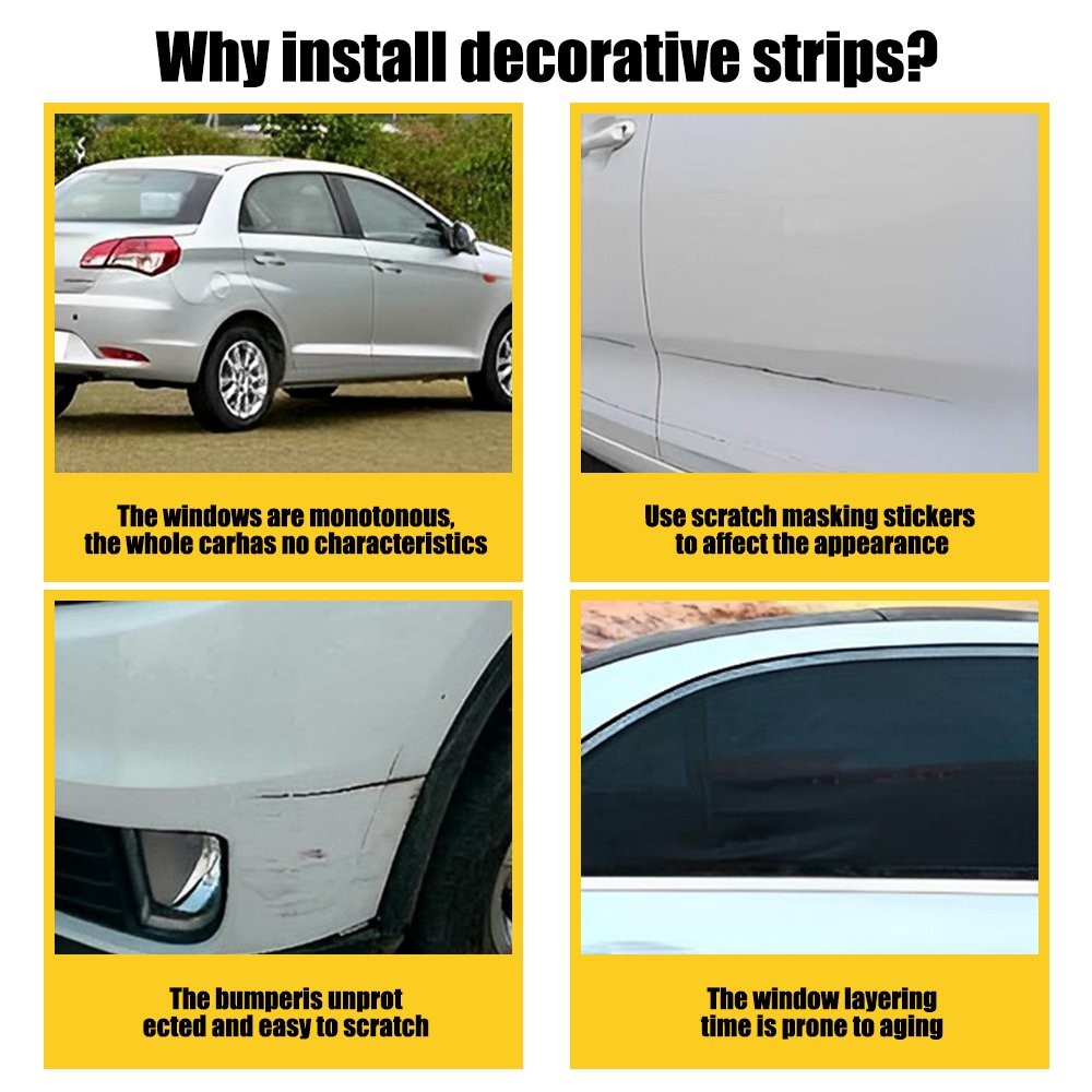 Chrome 25ft Trim Molding Strip Car Door Window Bumper Side Trime Protector 2SET