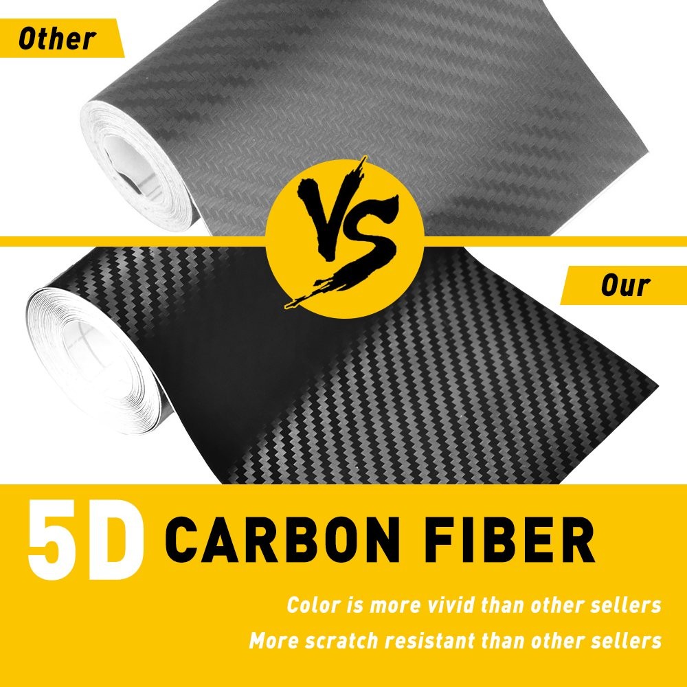 10CM*3M Carbon Fiber Vinyl Film Wrap 5D Bubble Free Air Release DIY Sticker 1-10