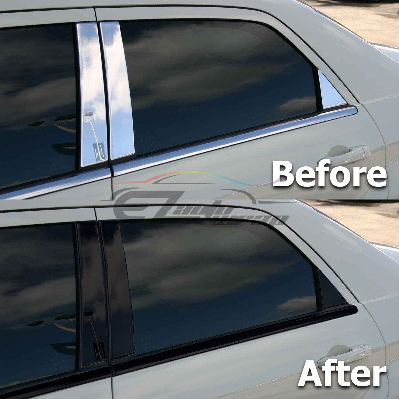 Gloss / Matte / Carbon Fiber Style Black Vinyl Wrap Roll Chrome Delete1 Car Trim